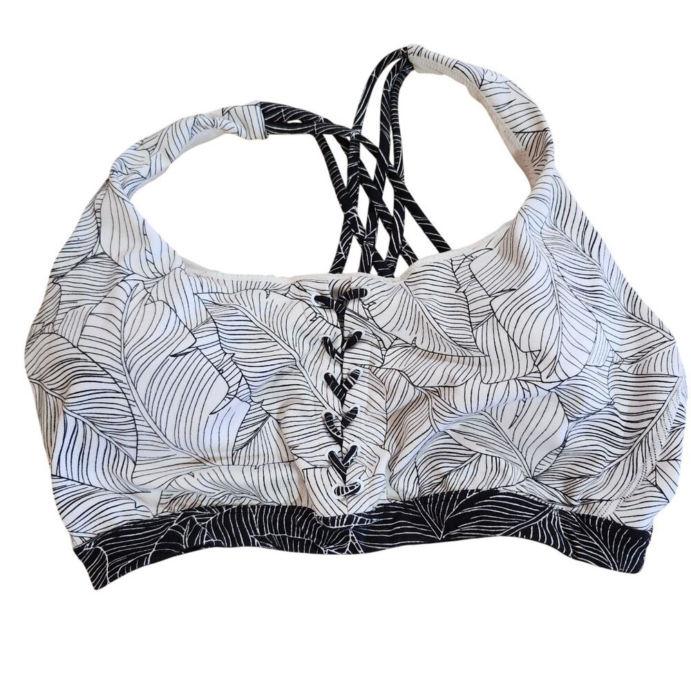 Victoria's Secret Women's M/DD On Point Lace Up Sports Bra Leaf Print Pullover - Picture 3 of 8